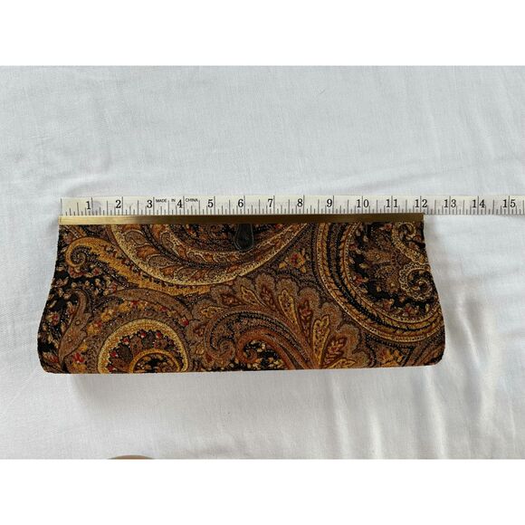 Chinese Laundry Clutch, Medium Size Handbag, Brown, Gold, Glitter, Velvety - Picture 6 of 9